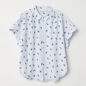 wide cut blouse H&M Fish Light Blue